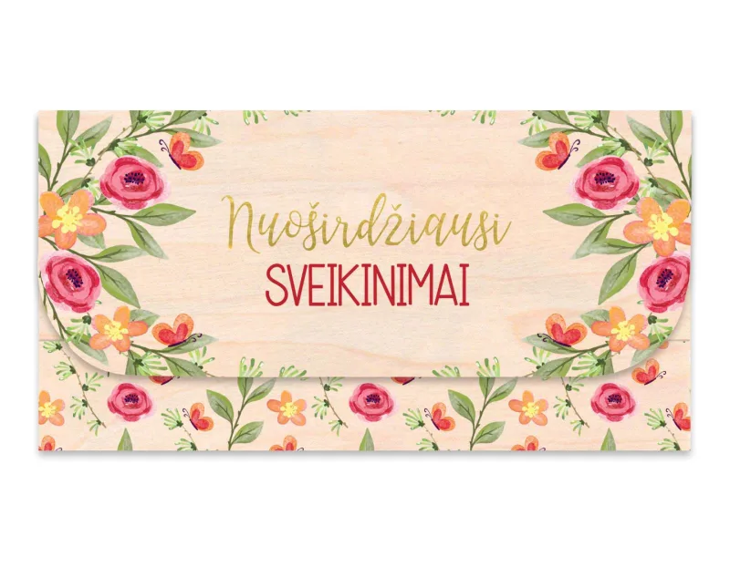 Medinis DOVANŲ VOKAS - „Gėlėta dovana“