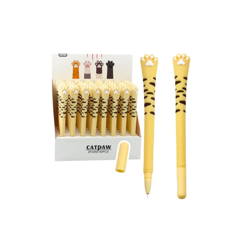 Gelinis rašiklis "Cat Paw" Mėlynas dangtelis su geltonomis juostelėmis 16,5 cm · 1