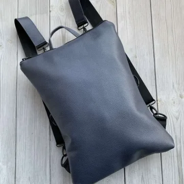 Natūralios mėlynos odos kuprinė 4 in 1