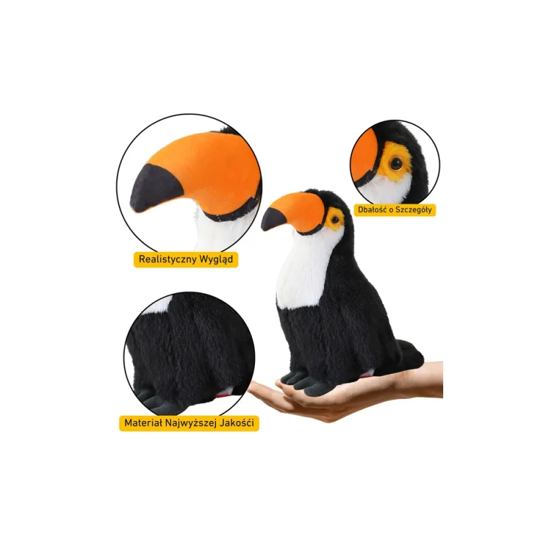Pliušinis tukanas paukštis pliušinis talismanas baltas 35cm · 2