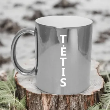 Sidabro spalvos veidrodinis puodelis „TĖTIS“