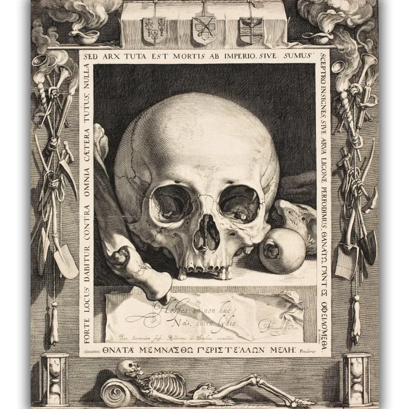 Reprodukcija „Kaukolė“, Jan Saenredam, (1604)