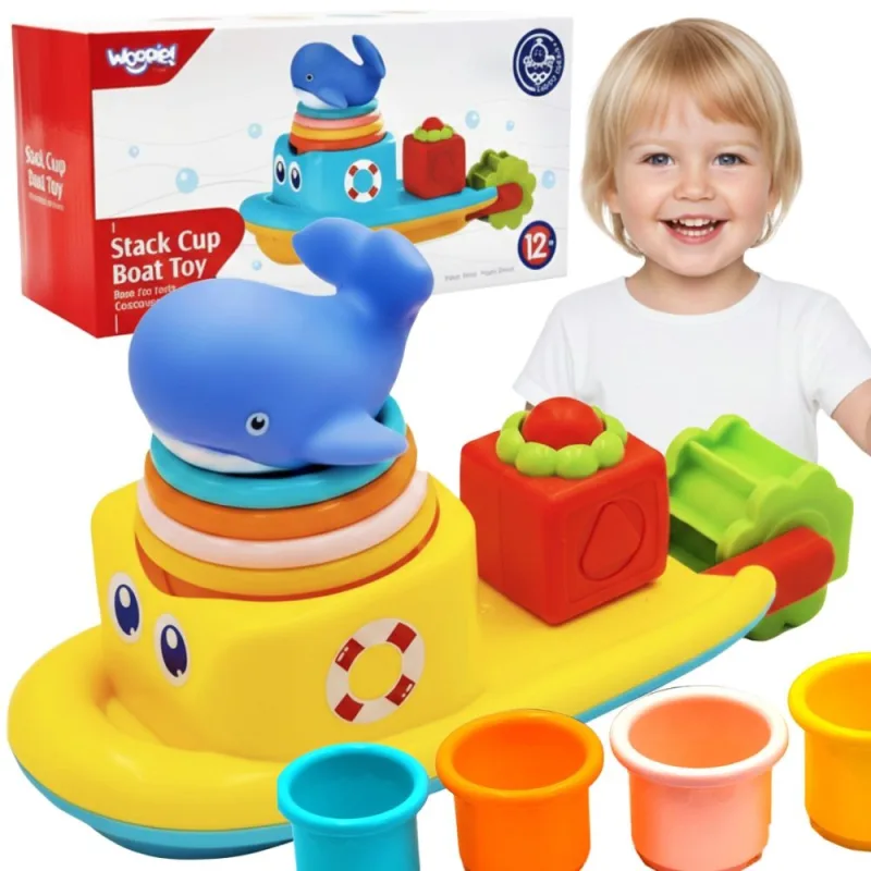 WOOPIE BABY vonios žaislas laivas banginis su perpildymo puodeliais · 1