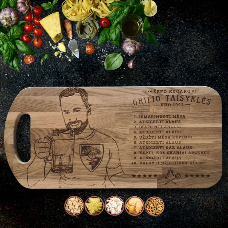 Personalizuota pjaustymo lentelė „Grilio taisyklės“