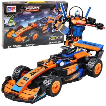 Konstruktorius Lenktyninis automobilis-robotas 2-in-1, oranžinis, 322 el.