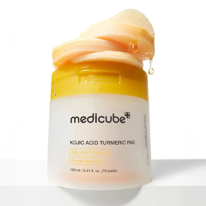 medicube Kojic Acid Turmeric Pad – tonizuojantys diskeliai su glikolio rūgštimi, 70 vnt. · 2