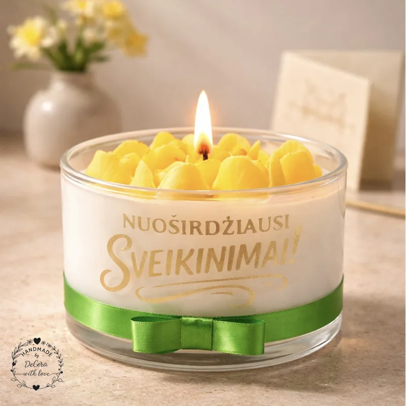 Aromatinė sojų vaško žvakė Geltonos tulpės