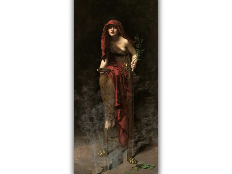 Reprodukcija „Delfų šventikė“, John Collier