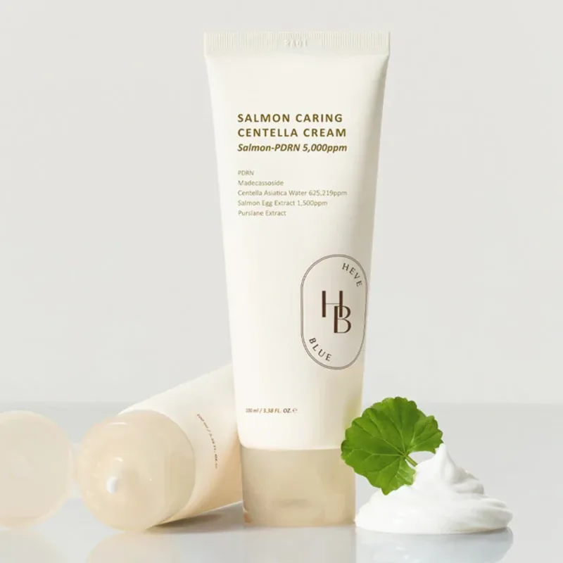 HEVEBLUE Salmon Caring Centella Cream – veido kremas su PDRN · 2
