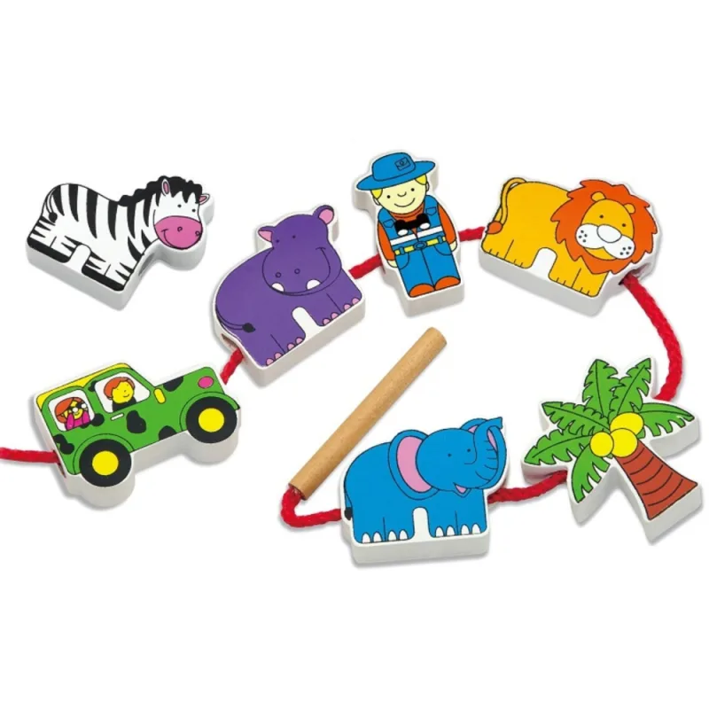 Medinė vėrimo dėlionė VIGA Safari Zoo Blocks · 3