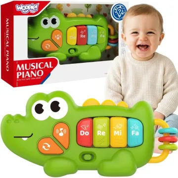 Interaktyvus pianinas WOOPIE BABY Krokodilas su muzikiniais garsais ir šviesos efektais, nuo 18 mėn.
