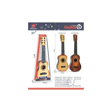 Klasikinė gitara vaikams nuo 3 metų, tamsiai rudos spalvos, žaislinis instrumentas + 6 metalinės stygos