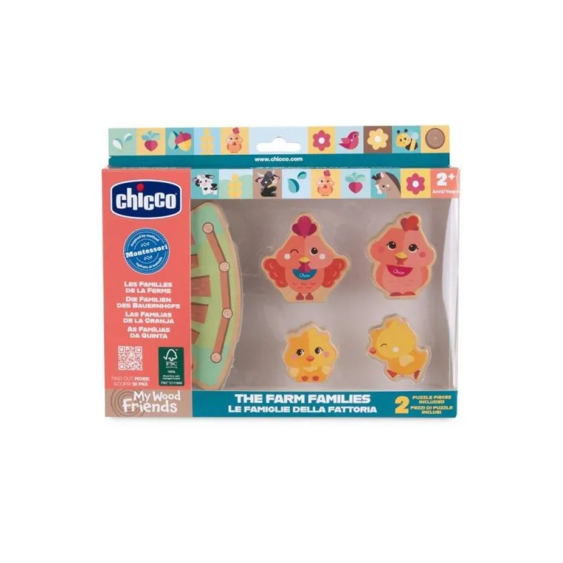 Viščiukų šeima – medinės žaislinės figūrėlės Chicco 194643 · 1
