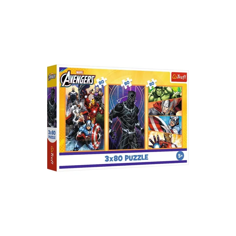 Dėlionė - 3x80 - Veiksmo kupinos dienos - Disney Marvel Avengers Trefl 34883 · 1