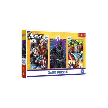 Dėlionė - 3x80 - Veiksmo kupinos dienos - Disney Marvel Avengers Trefl 34883