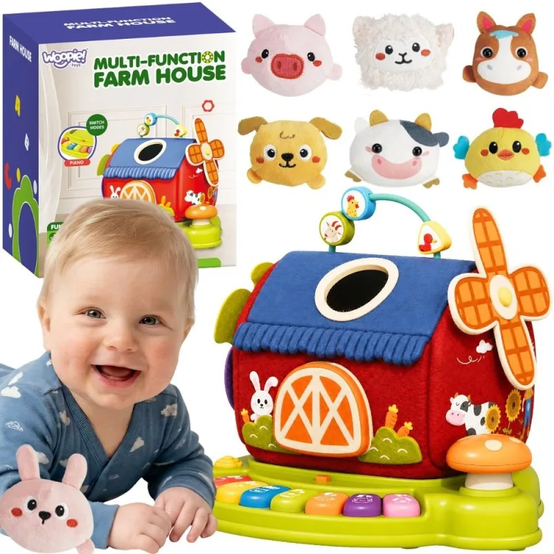 Interaktyvus ūkio namelis-rūšiuoklis WOOPIE BABY su pianinu + 7 pliušiniai žaislai · 1