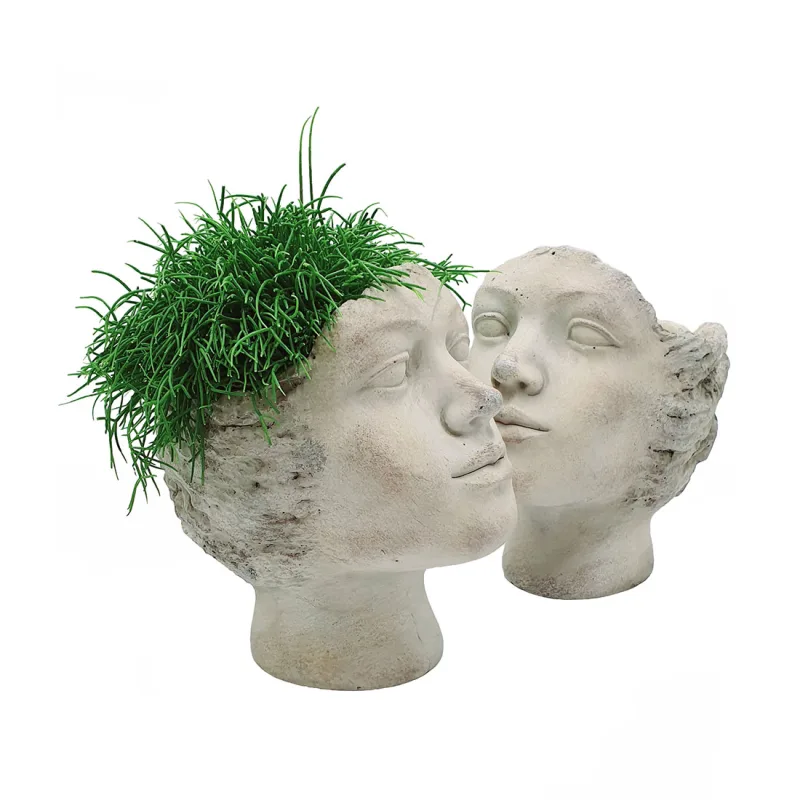 Didelis baltas vazonas su moters veidu — 17cm