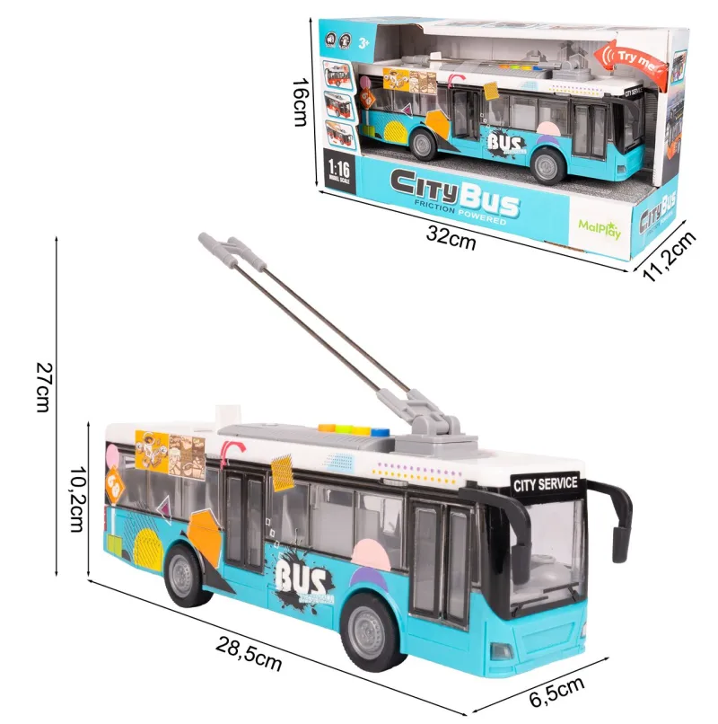 Žaislinis miesto autobusas su šviesa, garsu ir atsidarančiomis durimis · 3