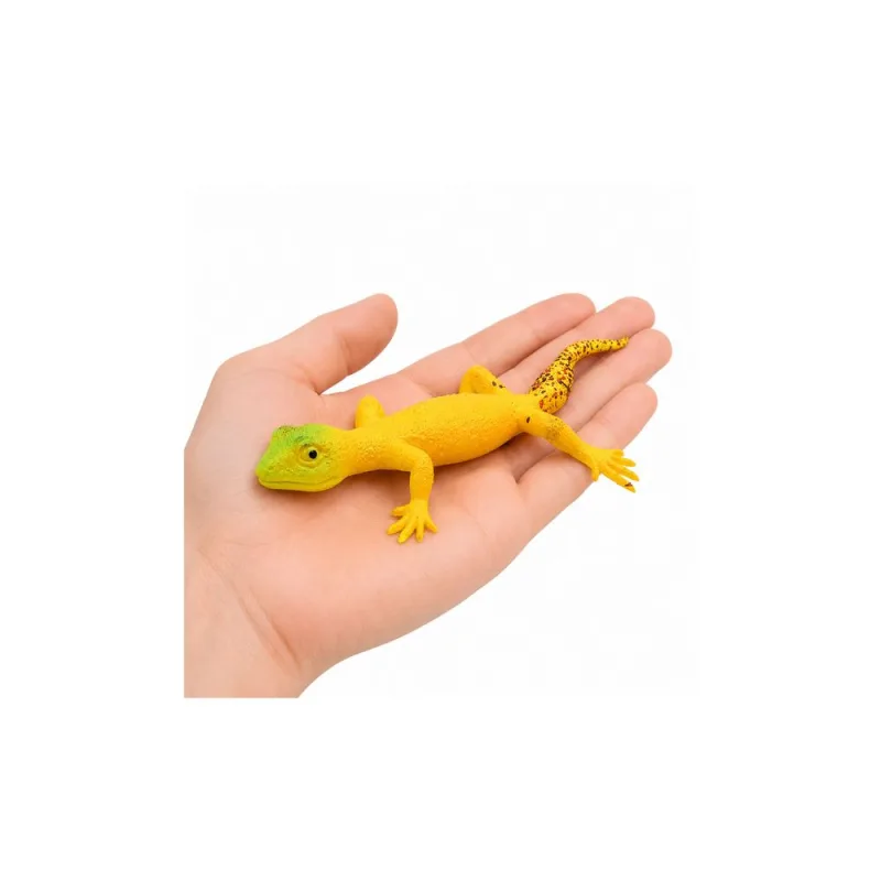 Auksinis gekonas – elastinga, realistiška guminė figūrėlė, roplys, 15,5 cm · 2