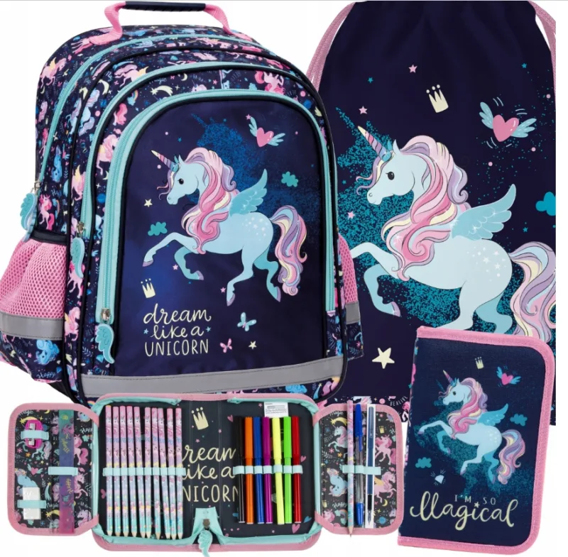 Deform mokyklinis rinkinys 3‑in‑1 „Unicorn“ – kuprinė, penalas, batų maišelis · 1