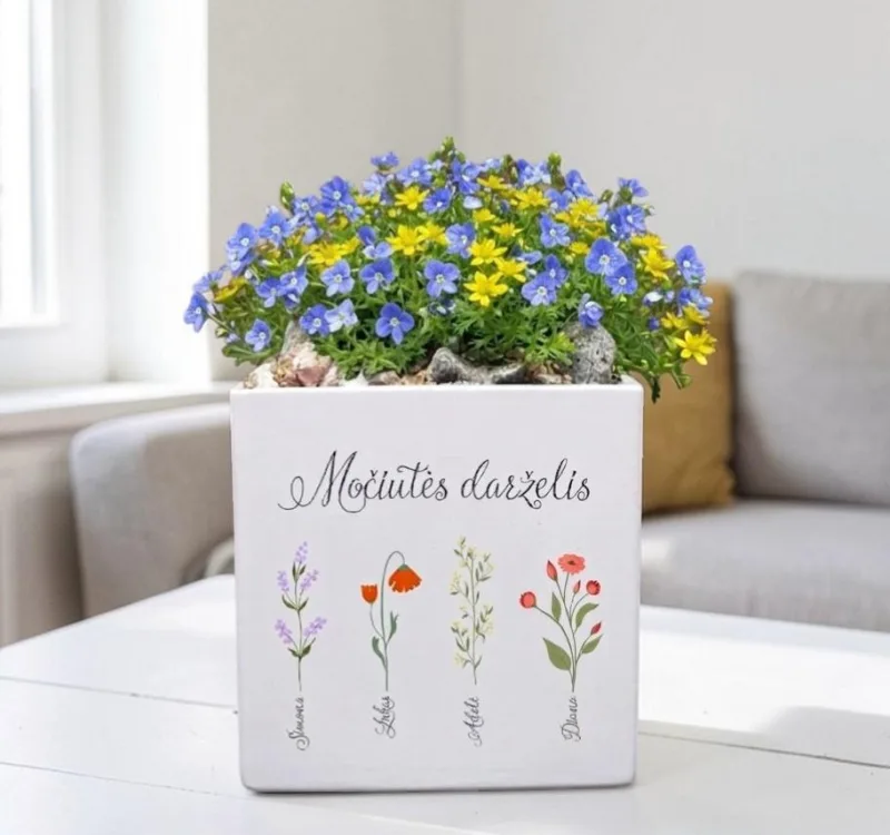 Vazonas „Močiutės darželis“ (Su anūkų vardais)