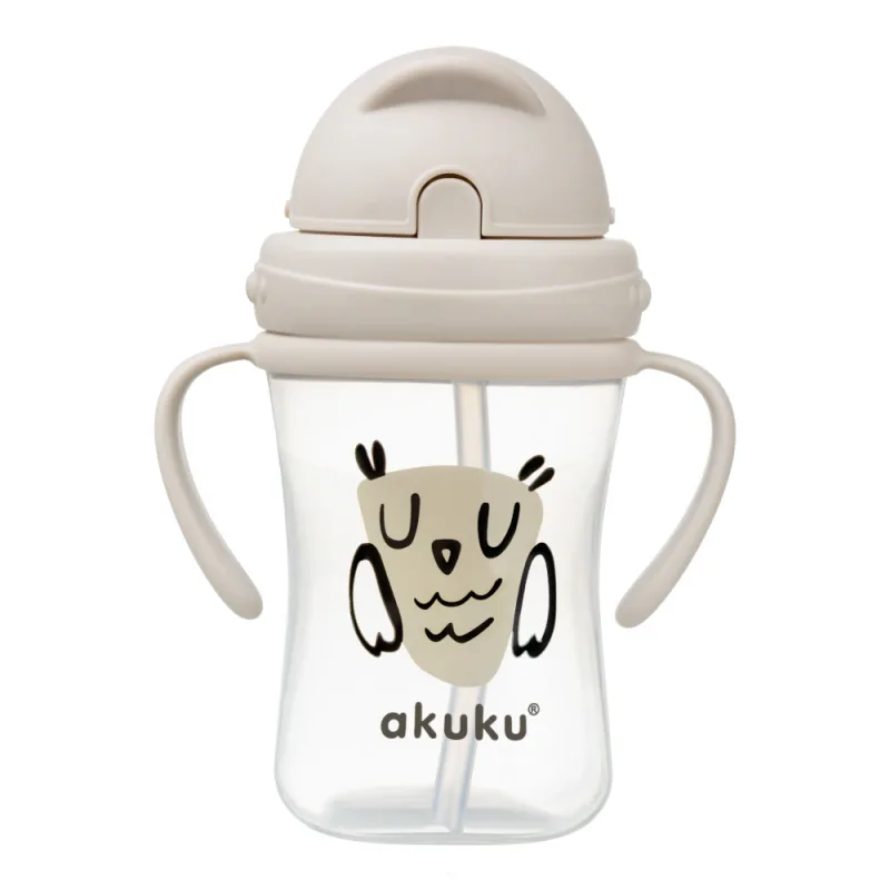 Akuku gertuvė su šiaudeliu ir dviem rankenėlėmis, 300ml, OWL A0204 · 1