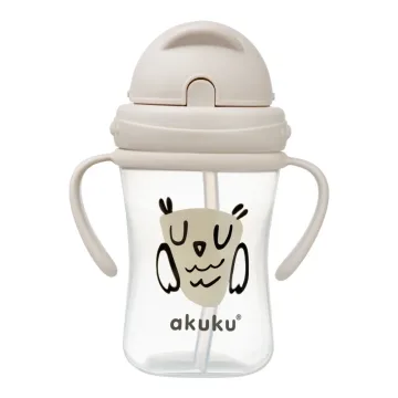 Akuku gertuvė su šiaudeliu ir dviem rankenėlėmis, 300ml, OWL A0204