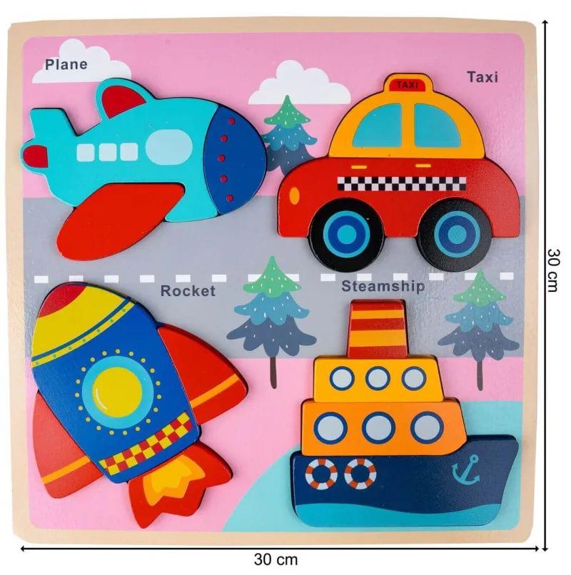 Medinė dėlionė Transporto priemonės 30 × 30 cm · 2