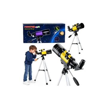 Astronominis teleskopas vaikams, geltonas trikojis, 150 kartų didinimas