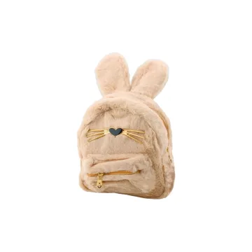 Vaikiška pliušinė kuprinė Zuikis 3L 22cm, smėlio sp.
