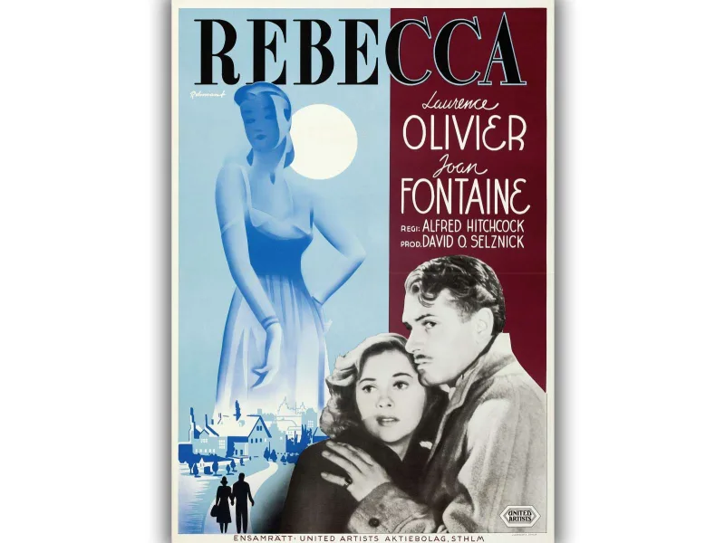 Retro holivudo filmo plakatas „Rebecca“