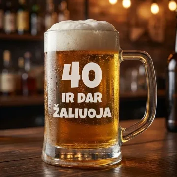 Alaus bokalas su graviravimu „40 ir dar žaliuoja“ – šmaikšti dovana draugui