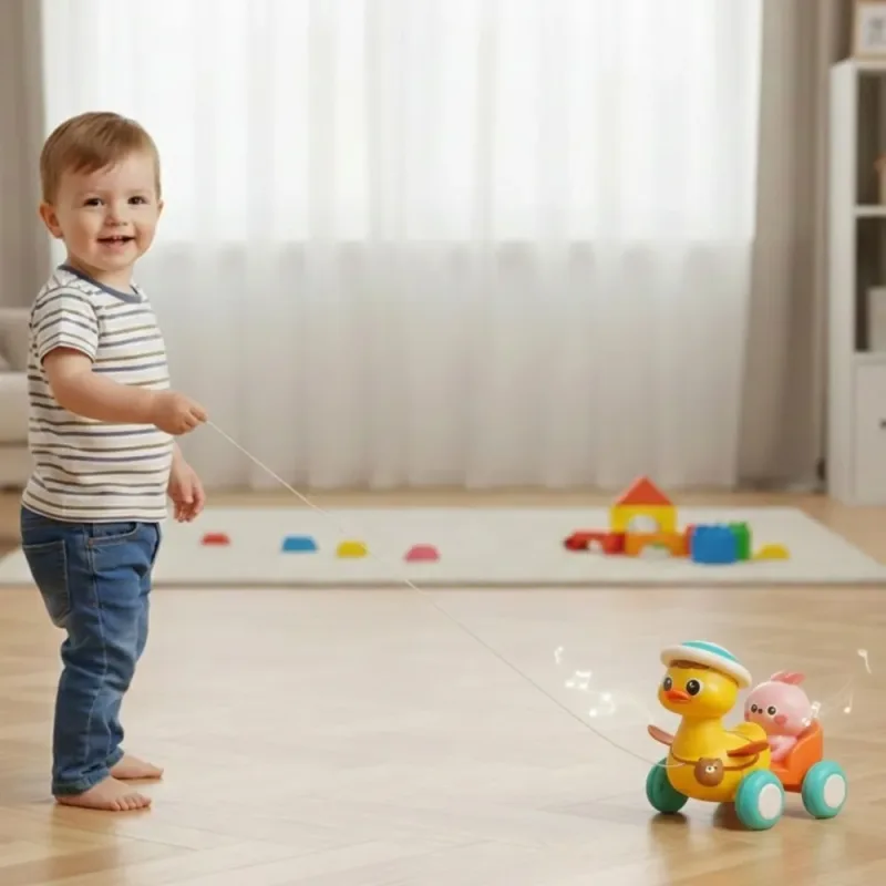 Traukiamasis ančiukas WOOPIE BABY Geltonas su rožiniu zuikiu · 3