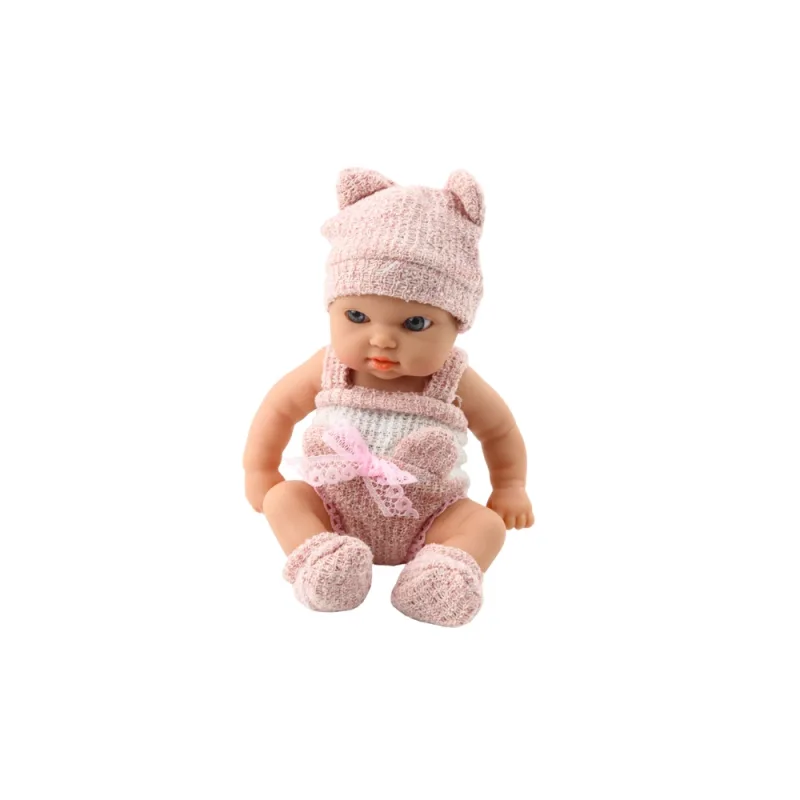 Lėlė kūdikis su antklode Baltos ir rožinės spalvos drabužėliais 18 cm · 3