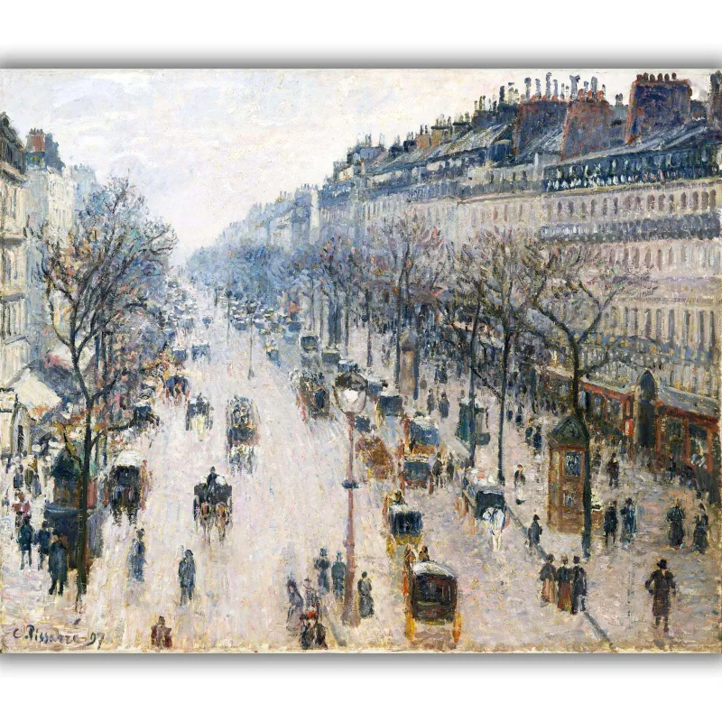 Reprodukcija „Montmartro bulvaras žiemos rytą“, Camille Pissarro (1897)