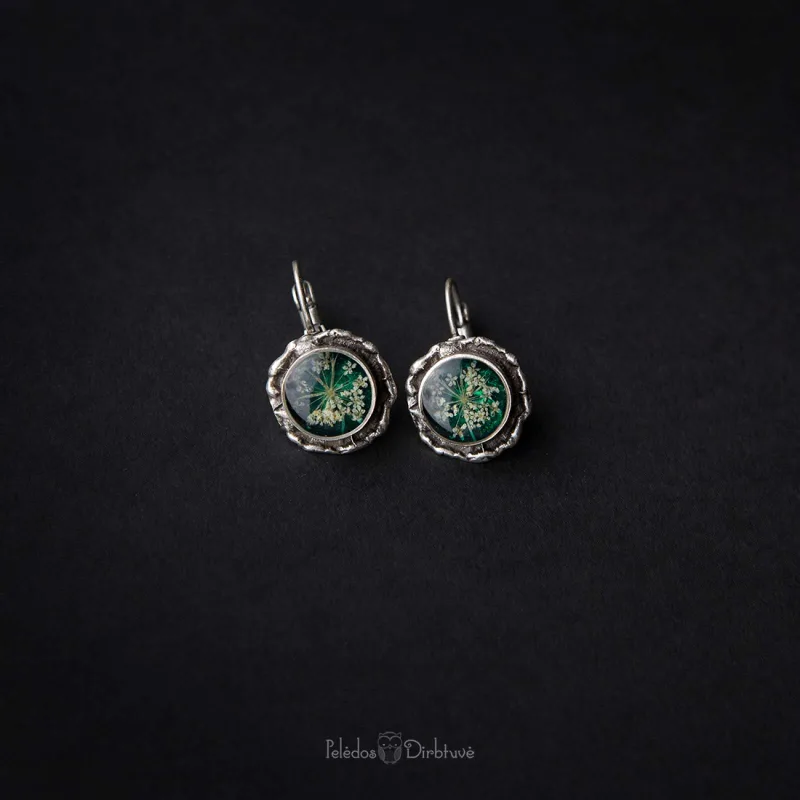 Sidabruoto žalvario auskarai „Emerald Queen“