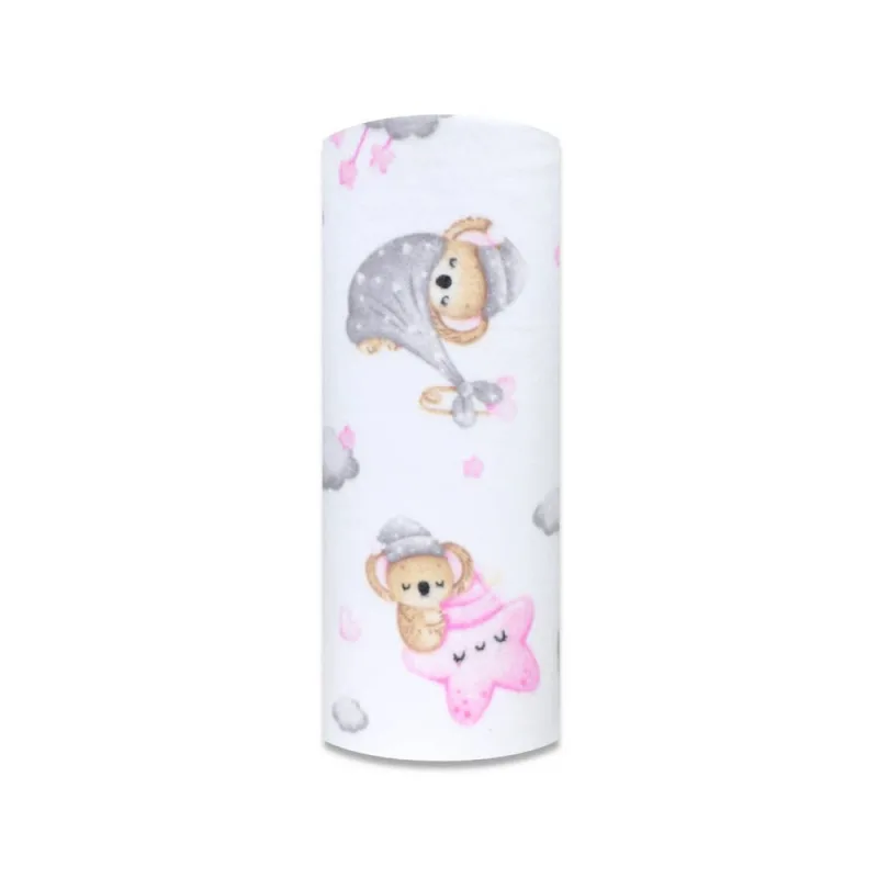 Sauskelnės - 28425 - FLANELINIS PRINTAS - EGA -KOALA ant MĖNULIO - PINK - dydis 70x80 cm · 1