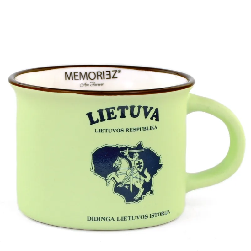 Mažas puodelis Lietuva su vyčiu MEMORIEZ (žalsva sp., 150 ml)