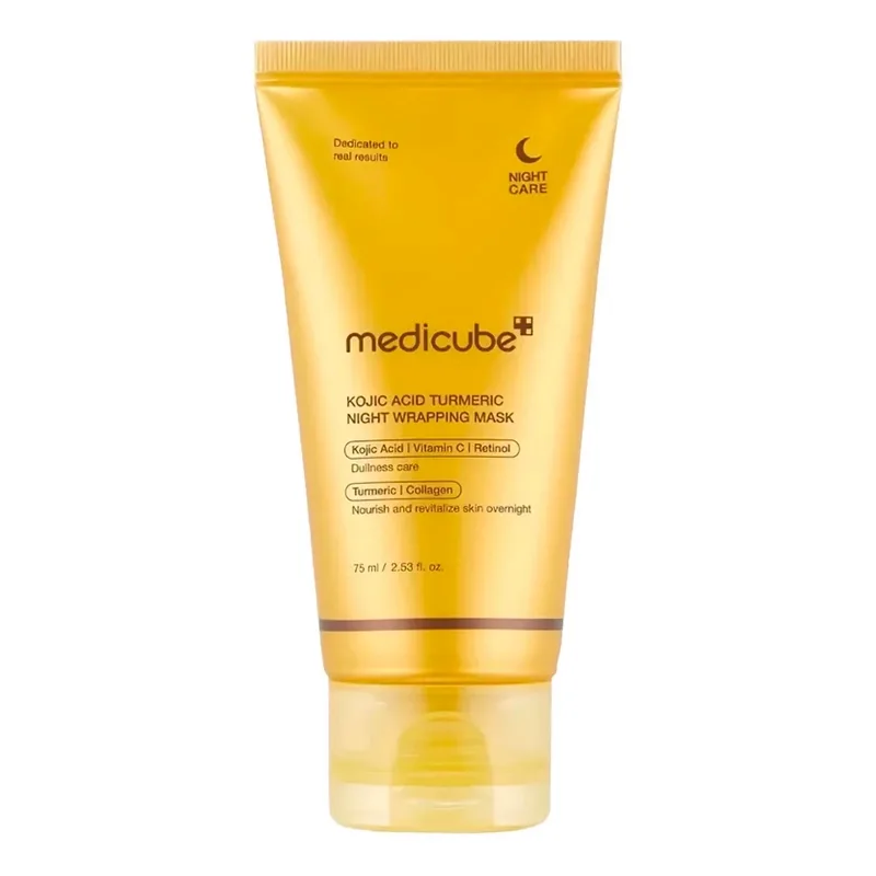 medicube Kojic Acid Turmeric Night Wrapping Mask– šviesinanti naktinė veido kaukė, 75 ml. · 1