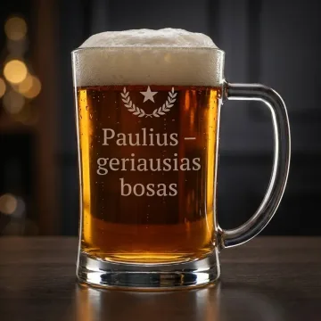 Alaus bokalas „[Vardas] – geriausias bosas“ – personalizuota dovana su vardu