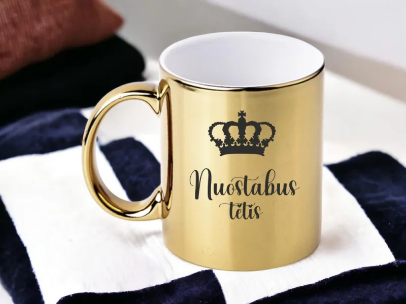 Aukso spalvos veidrodinis puodelis „Nuostabus tėtis“