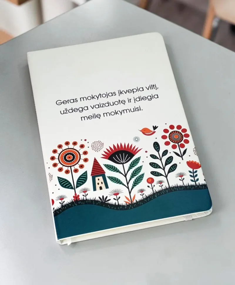Balta užrašų knygutė „Geras mokytojas įkvepia viltį“