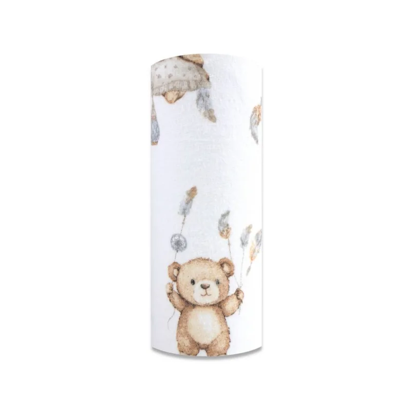 Sauskelnės - 30237 - FLANELINIS PRINTAS - EGA - Meškiukai krepšyje - BALTOS spalvos - dydis 70x80 cm · 1