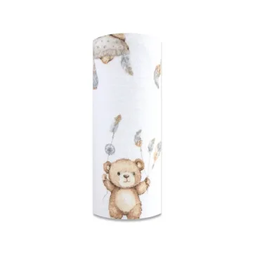 Sauskelnės - 30237 - FLANELINIS PRINTAS - EGA - Meškiukai krepšyje - BALTOS spalvos - dydis 70x80 cm