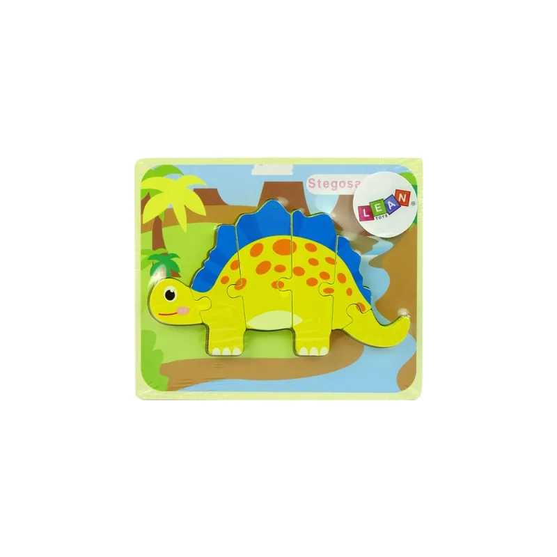 Medinė dėlionė dinozauras Stegozauras Geltonas · 1