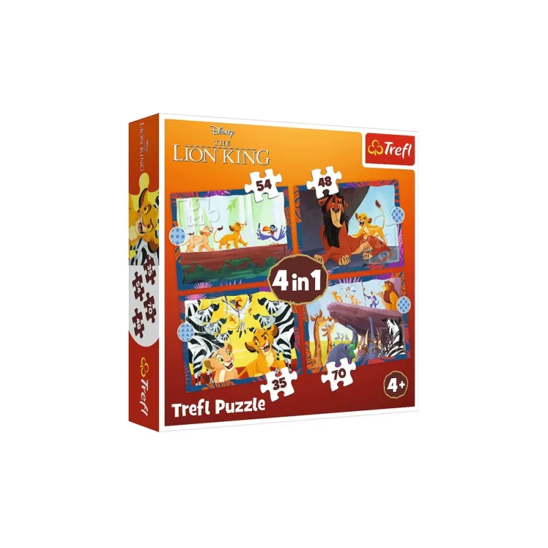 Dėlionė - 4in1 (35, 48, 54, 70) - Drąsusis Liūtas Karalius - Disney - Trefl 34653 · 1