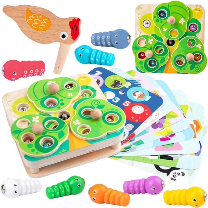 Medinis magnetinis žaidimas Paukštis ir kirminai TOOKY TOY · 1