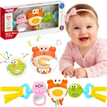 Pakabukas vežimėliui ar lovelei WOOPIE BABY sensorinis žaislas: krabas, veidrodis, žuvis, nuo 6 mėn.