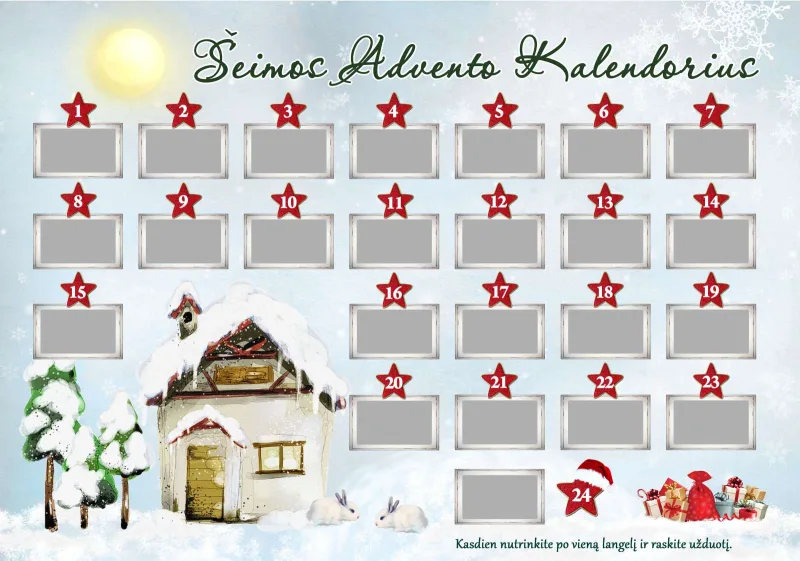 Šeimos Advento kalendorius su užduotimis
