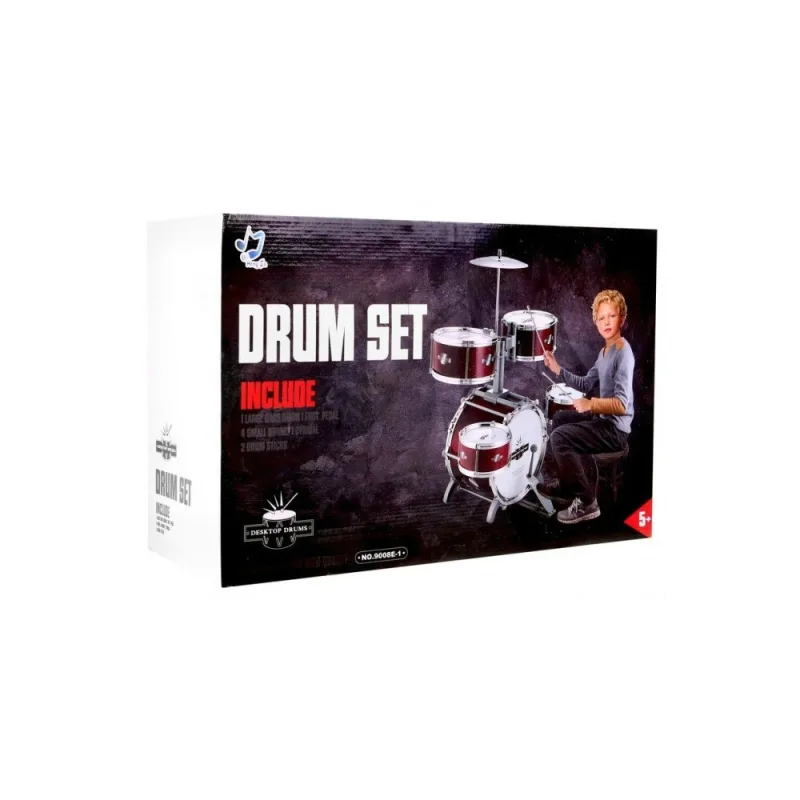 Vaikiškas 5 būgnų rinkinys (nuo 5 metų) Muzikos instrumentas: suoliukas + lėkštė + 2 lazdelės, 9 dalių rinkinys · 2